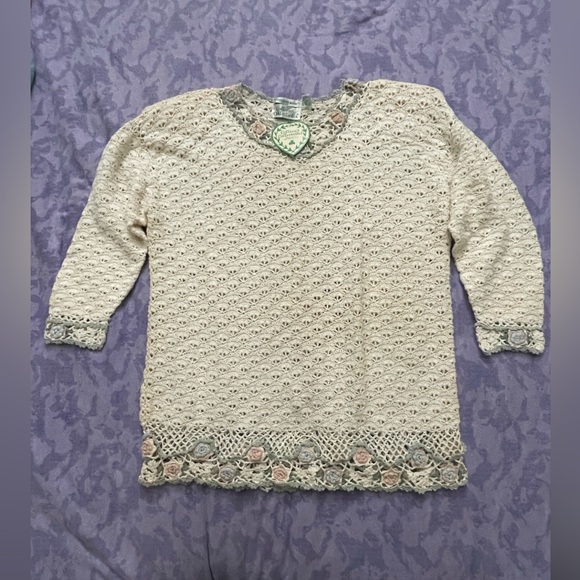 Knitted Oversized floral top NWT (late 80’s-early 90’s) - Picture 1 of 7